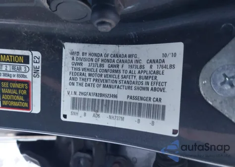 2011 Honda Civic Ex from USA, damaged, VIN 2HGFA1F82BH523496